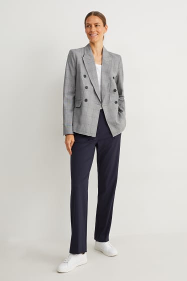 Femmes - Pantalon de bureau - mid-waist - coupe droite - Mix & Match - bleu foncé