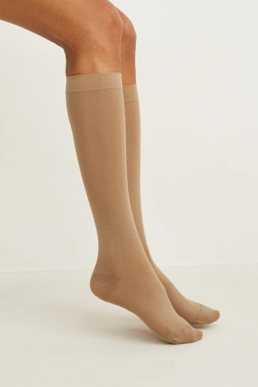Dona - Paquet de 4 - mitjons fins de canya alta - 60 DEN - beix