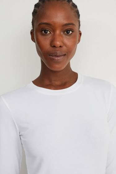 Damen - Multipack 2er - Basic-Langarmshirt - weiß