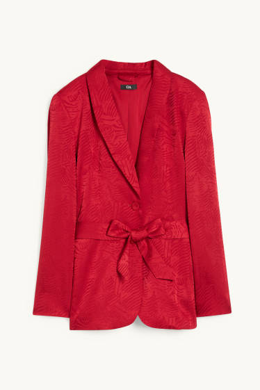 Damen - Blazer - Relaxed Fit - gemustert - dunkelrot