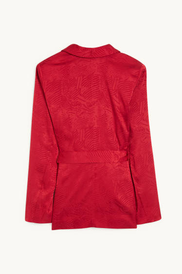 Damen - Blazer - Relaxed Fit - gemustert - dunkelrot