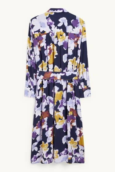 Women - Shirt dress - floral - dark blue