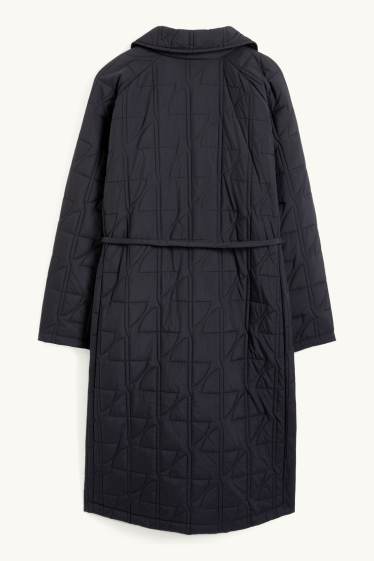 Women - Quilted coat with bum bag - black