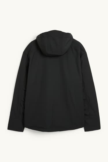 Hommes - Veste softshell à capuche - déperlante - 4 Way Stretch - noir