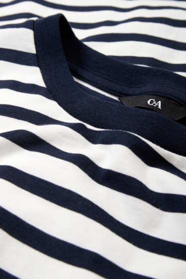 Bărbați - Tricou - cu dungi - albastru închis / alb-crem