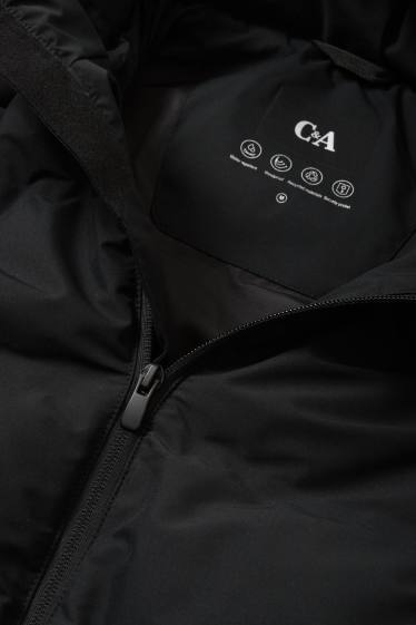 Heren - Gewatteerde jas met capuchon - waterafstotend - zwart