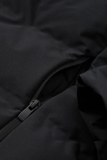 Heren - Gewatteerde jas met capuchon - waterafstotend - zwart