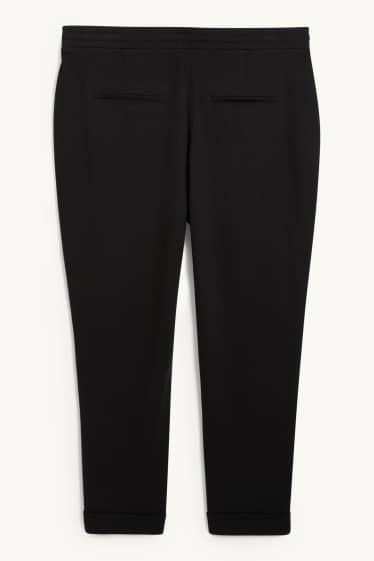 Women - Cloth trousers - mid-rise waist - tapered fit - black