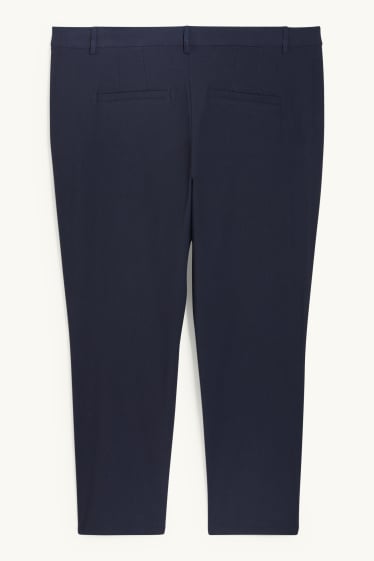 Femmes - Pantalon en toile - mid waist - straight fit - bleu foncé