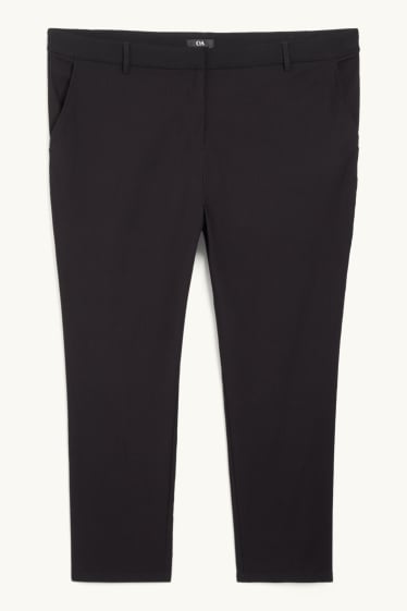 Femmes - Pantalon en toile - mid waist - straight fit - noir