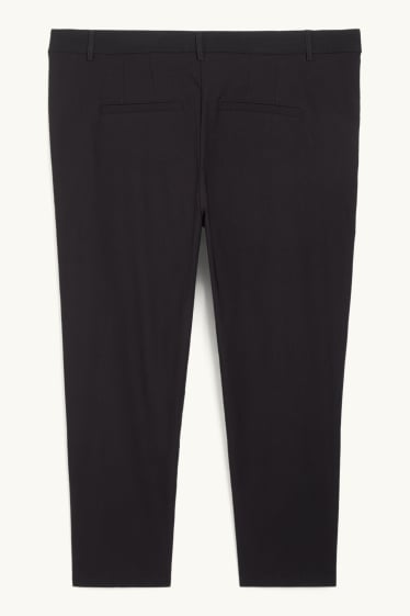 Femmes - Pantalon en toile - mid waist - straight fit - noir