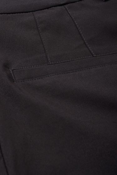 Femmes - Pantalon en toile - mid waist - straight fit - noir