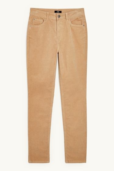 Dames - Corduroy broek - high waist - straight fit - lichtbruin