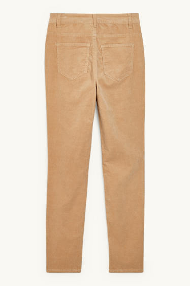 Dames - Corduroy broek - high waist - straight fit - lichtbruin