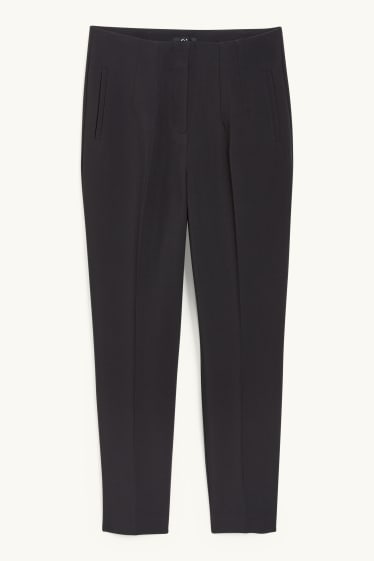 Women - Cloth trousers - high waist - tapered fit - black