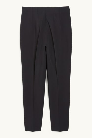 Women - Cloth trousers - high waist - tapered fit - black