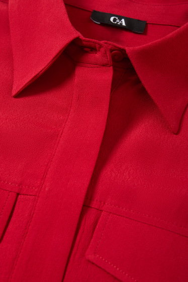 Damen - Viskose-Blusenkleid - dunkelrot