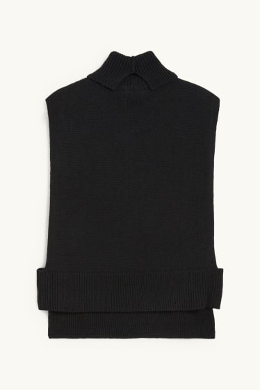 Women - Knitted cashmere blend poncho - black