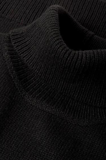 Women - Knitted cashmere blend poncho - black