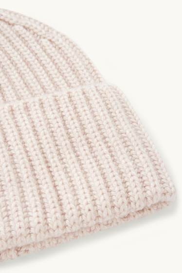 Damen - Mütze mit Kaschmir-Anteil - hellbeige