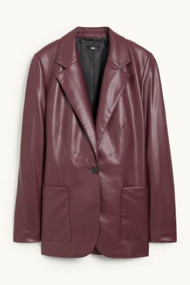 Women - Blazer - regular fit - faux leather - bordeaux