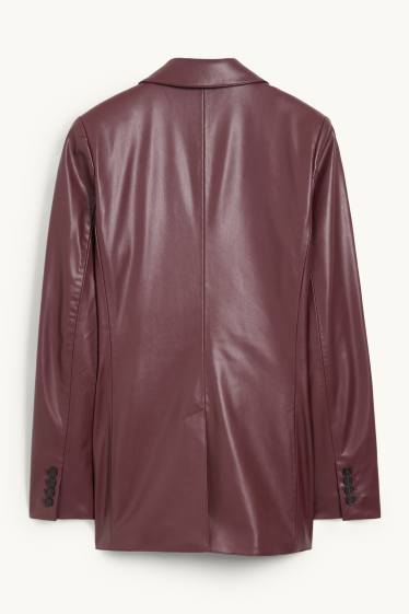 Women - Blazer - regular fit - faux leather - bordeaux