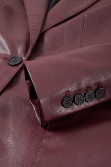 Women - Blazer - regular fit - faux leather - bordeaux