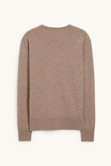 Damen - Basic-Pullover - Woll-Mix mit Kaschmir - hellbeige