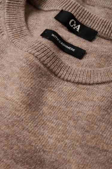 Damen - Basic-Pullover - Woll-Mix mit Kaschmir - hellbeige