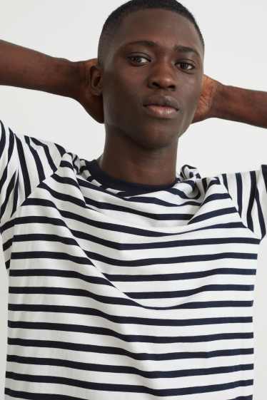 Bărbați - Tricou - cu dungi - albastru închis / alb-crem