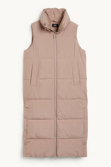 Femmes - Doudoune longue sans manches - beige
