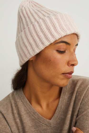 Damen - Mütze mit Kaschmir-Anteil - hellbeige