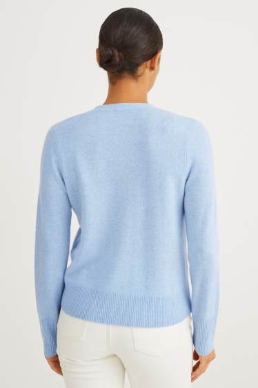 Femmes - Gilet de maille en cachemire - bleu clair