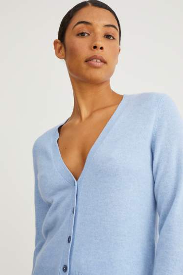 Femmes - Gilet de maille en cachemire - bleu clair