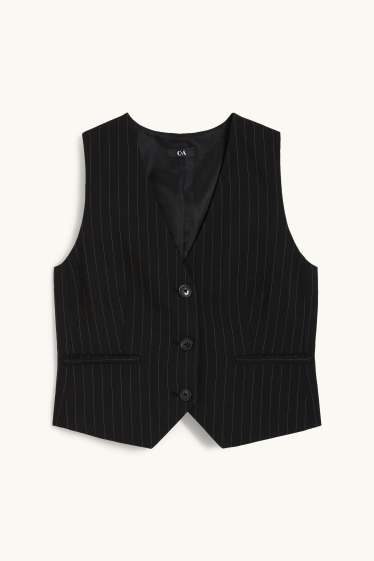Women - Waistcoat - pinstripes - black / white