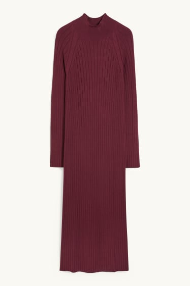Women - Knitted bodycon dress - bordeaux