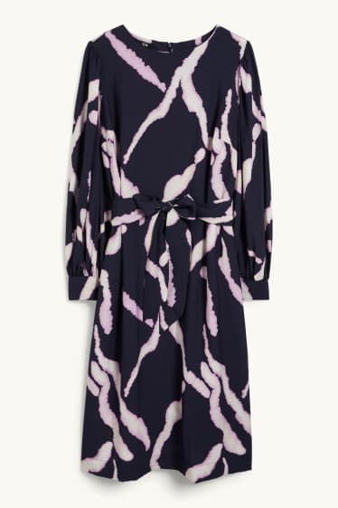 Femmes - Robe évasée - à motif - bleu foncé