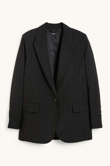 Women - Oversized blazer - pinstripes - black / white