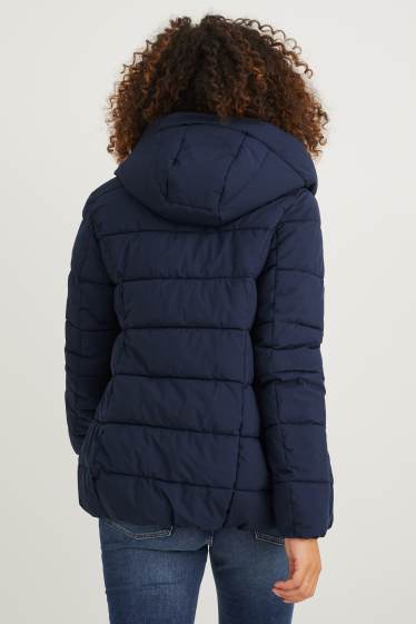 Femmes - Doudoune de grossesse avec capuche et empiècement porte-bébé - bleu foncé