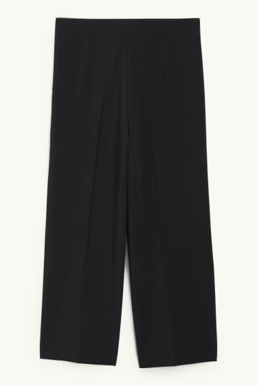Damen - Stoffhose - High Waist - Wide Leg - schwarz