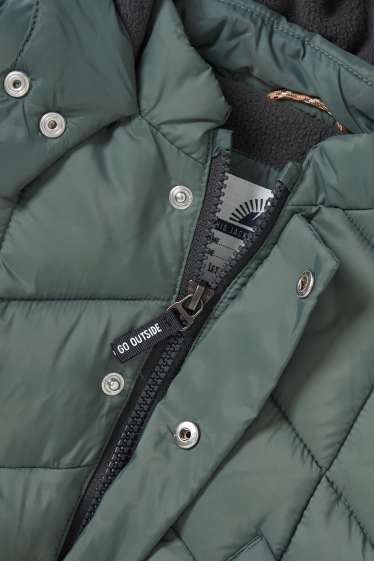 Baby: jongens - Gewatteerde babyjas met capuchon - groen
