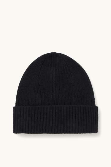 Men - Knitted cashmere hat - black