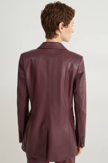 Women - Blazer - regular fit - faux leather - bordeaux