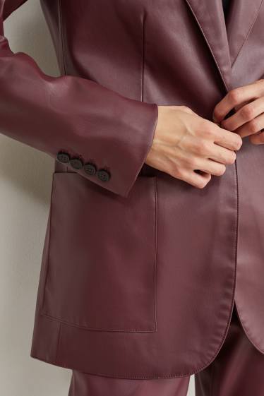 Women - Blazer - regular fit - faux leather - bordeaux