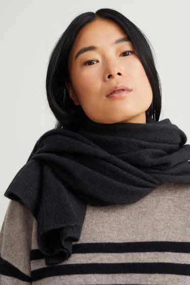 Women - Cashmere scarf - black