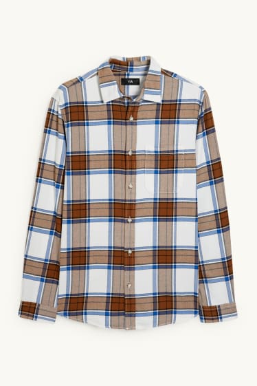 Herren - Flanellhemd - Regular Fit - Kent - kariert - braun