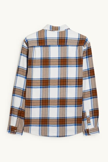 Herren - Flanellhemd - Regular Fit - Kent - kariert - braun