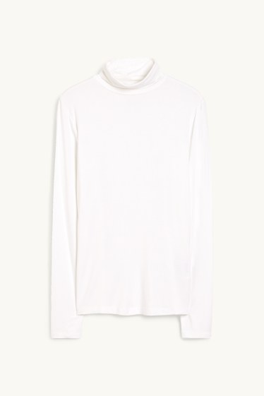 Women - Basic polo neck top - white