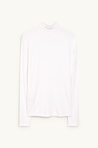 Women - Basic polo neck top - white