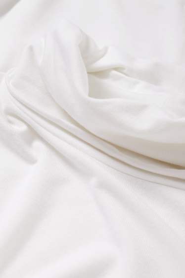 Women - Basic polo neck top - white